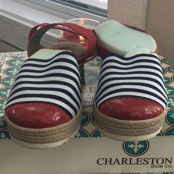 Charleston Red, White & Blue Espadrille Shoes Sz. 10 / 10.5 / 11 - Picture 3 of 5
